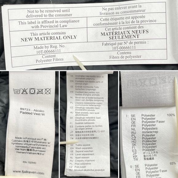 Fjallraven Abisko Padded Vest Solid Black Lightweight Zip Puffer Hiking Layer XS - Picture 15 of 15